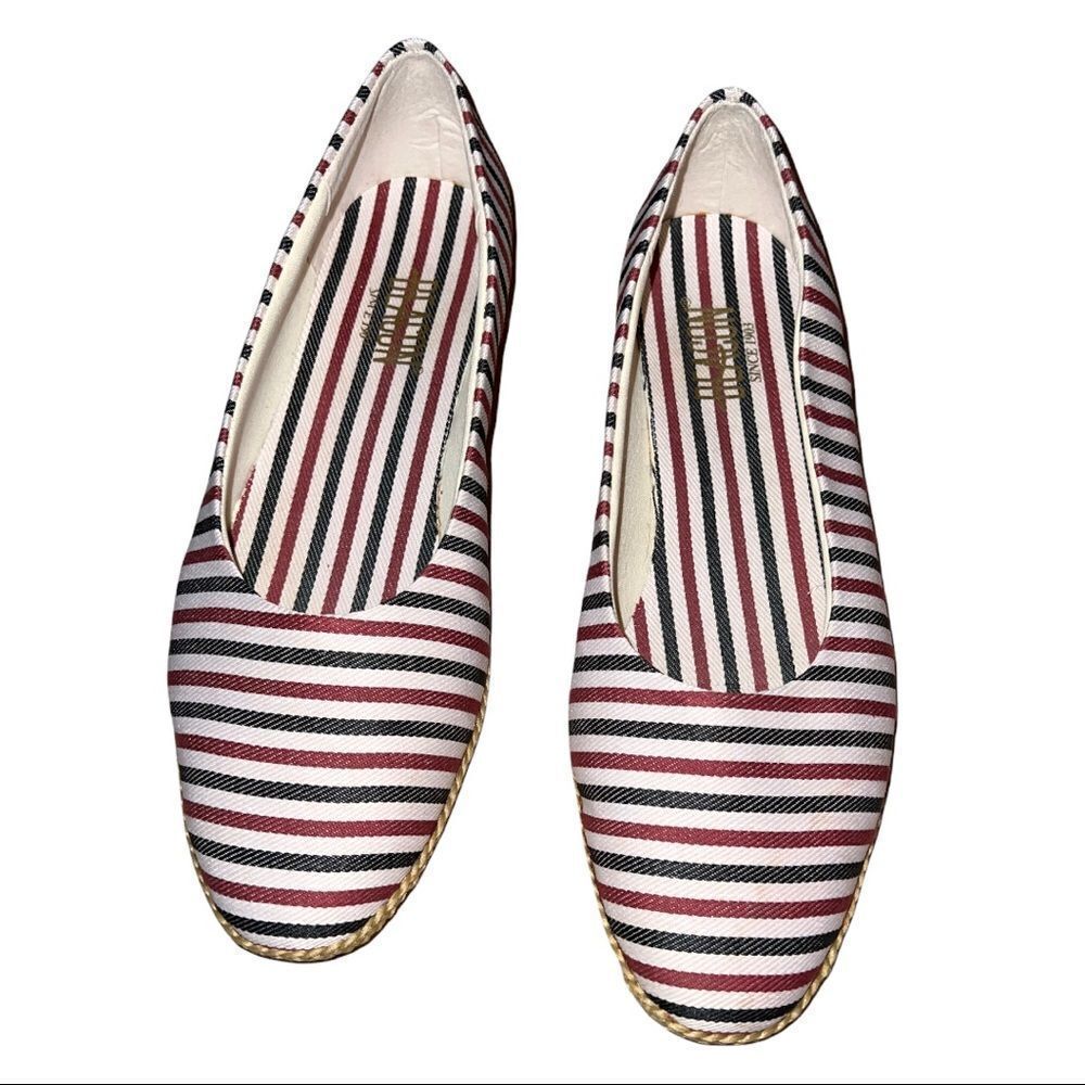 Beacon brand red white and navy blue or black striped comfy shoes - Picture 4 of 9